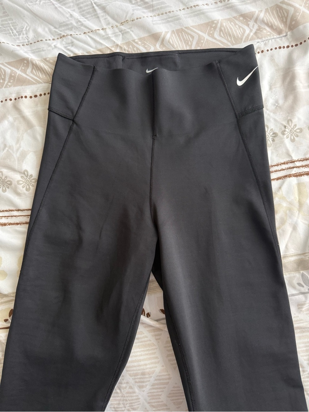 Nike Black Leggings with White Swoosh Accents